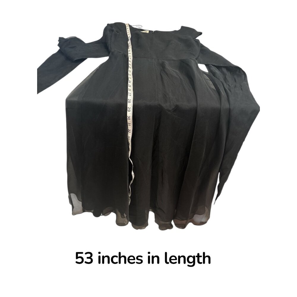 Elizabeth Wayman Black Silk Chiffon Midi Dress Tie Back USA Womens 2 - Picture 10 of 13